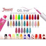 Jessie Milano GEL LINER, Gel smalto ad alta pigmentazione specifico per Nail Art con pennello fine incorporato 30 colori