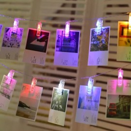 ​​Filo LED Multicolore con 10 Clip Fotoritocco​​, Micro Led Morretta da 1,5m per Foto e Pareti, Pile AA*3 non incluso