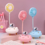 Ventilatore Portatile con luce LED cambia colore Tutti in 1, 2 velocità, design UFO con astronauta, 3 colori disponibili