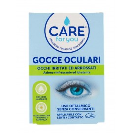CARE for youGocce Oculari Lenitive: Ialuronico + Fiordaliso/Camomilla per Occhi Arrossati | USO CON LENTI