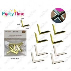 ​​PARTY TIME ANGOLI 31MM ORO/ARGENTO! PROTEZIONE BORDE E LEGNO - RINFORZO ELEGANTE PER BORSE