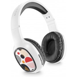 Music Sound Shiny - Cuffie wireless con padiglioni omnidirezionali - 14 ore di riproduzione - Bianco