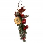 DECORAZIONE NATALE RAMO ARTIGIANALE 50X15 CM! RAMO CON PINI, FIOCCHI E SFERE - PER CASA E REGALI FESTIVI