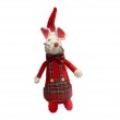 PELUCHE CONIGLIO NATALE 56X15X20CM! CON CAPPELLO ROSSO E FIOCCO - REGALO PERFETTO PER FESTE