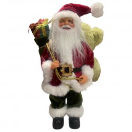BABBO NATALE PELUCHE 18X13X42CM! CON SACCO REGALI e BARBA MORBIDA - PER DECORAZIONE NATALIZIA TRADIZIONALE