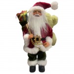 BABBO NATALE PELUCHE 18X13X42CM! CON SACCO REGALI e BARBA MORBIDA - PER DECORAZIONE NATALIZIA TRADIZIONALE
