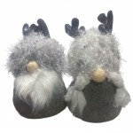 Elfi di Natale di peluche 21x15x12 cm! Un maschio e una femmina con corna argentate e barba grigia: il regalo perfetto.