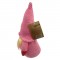 GNOMETTO NATALIZIO IN LANUGA MORBIDA 21X11CM! CAPPELLO A PUNTA ROSA CON CUORE - PERFETTO PER DECORAZIONI E REGALI