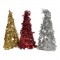 ALBERO NATALIZIO CON FORO CENTRALE E PAILETTES LUCENTI! 48X20 CM IN ORO/ROSSO/ARGENTO - DECORAZIONE BRILLANTE CON STELLE