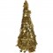 ALBERO NATALIZIO CON FORO CENTRALE E PAILETTES LUCENTI! 48X20 CM IN ORO/ROSSO/ARGENTO - DECORAZIONE BRILLANTE CON STELLE