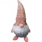 GNOMO NATALIZIO GEV 26X47 CM! CAPPELLO CON PAILLETTES ROSA E BARBA MORBIDA - DECORAZIONE MAGICA PER FESTE