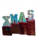 LUCI XMAS MAGICHE 25X25X25CM! 4 LETTERE LED MULTICOLORE con BASE ROSSA - DECORAZIONE NATALIZIA BRILLANTE
