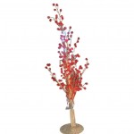 ALBERO DI NATALE IN FERRO CON FRUTTI DI PLASTICA! DECORAZIONE 48 CM LUCENTE CON BASE DORATA E BACCHE ROSSE