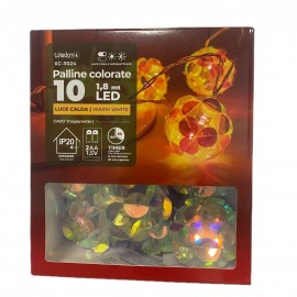 Wisdom Palline Luminose Arcobaleno! 10 LED con Effetto Iridescente, 1.8m Luce Calda - Magia Natalizia in Filo Trasparente