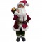 BABBO NATALE CON OCCHIALI ORO E REGALI! 27X60 CM IN PELLICCIA E VELLUTO - DECORAZIONE NATALIZIA CON SACCO DONI