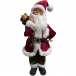 BABBO NATALE CON OCCHIALI ORO E REGALI! 27X60 CM IN PELLICCIA E VELLUTO - DECORAZIONE NATALIZIA CON SACCO DONI