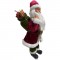 BABBO NATALE CON OCCHIALI ORO E REGALI! 27X60 CM IN PELLICCIA E VELLUTO - DECORAZIONE NATALIZIA CON SACCO DONI