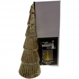ALBERO DI NATALE LUMINOSO ORO 32X11 CM! CON LED LUCE CALDA E EFFETTO BRILLANTE - DECORAZIONE FESTIVA BY GEV