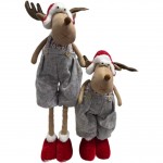 Renna natalizia con gambe retrattili, misure 28 x 74-84 cm! Morbido peluche con cappello rosso, un giocattolo natalizio.