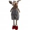 Renna natalizia con gambe retrattili, misure 28 x 74-84 cm! Morbido peluche con cappello rosso, un giocattolo natalizio.