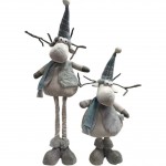 RENNA NATALIZIA GEV CON GAMBE TELESCOPICHE! 22X55 CM IN PELLICCIA BLU E GRIGIO - DECORAZIONE CON CAPPUCCIO A PUNTA E SCIARPA