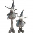 RENNA NATALIZIA GEV CON GAMBE TELESCOPICHE! 22X55 CM IN PELLICCIA BLU E GRIGIO - DECORAZIONE CON CAPPUCCIO A PUNTA E SCIARPA