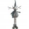 RENNA NATALIZIA GEV CON GAMBE TELESCOPICHE! 22X55 CM IN PELLICCIA BLU E GRIGIO - DECORAZIONE CON CAPPUCCIO A PUNTA E SCIARPA