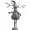 RENNA NATALIZIA GEV CON GAMBE TELESCOPICHE! 22X55 CM IN PELLICCIA BLU E GRIGIO - DECORAZIONE CON CAPPUCCIO A PUNTA E SCIARPA
