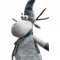 RENNA NATALIZIA GEV CON GAMBE TELESCOPICHE! 22X55 CM IN PELLICCIA BLU E GRIGIO - DECORAZIONE CON CAPPUCCIO A PUNTA E SCIARPA