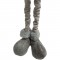 RENNA NATALIZIA GEV CON GAMBE TELESCOPICHE! 22X55 CM IN PELLICCIA BLU E GRIGIO - DECORAZIONE CON CAPPUCCIO A PUNTA E SCIARPA